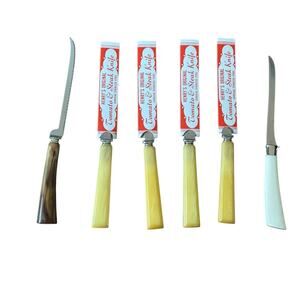 VTG Henry’s Tomato & Steak Knives Forgecraft USA Bakelite Style Handles Set